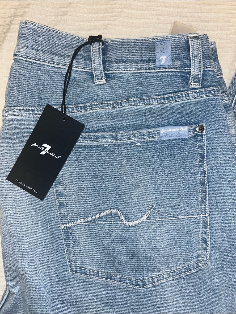38 7 For All Mankind Light Blue High-Rise Denim Jeans